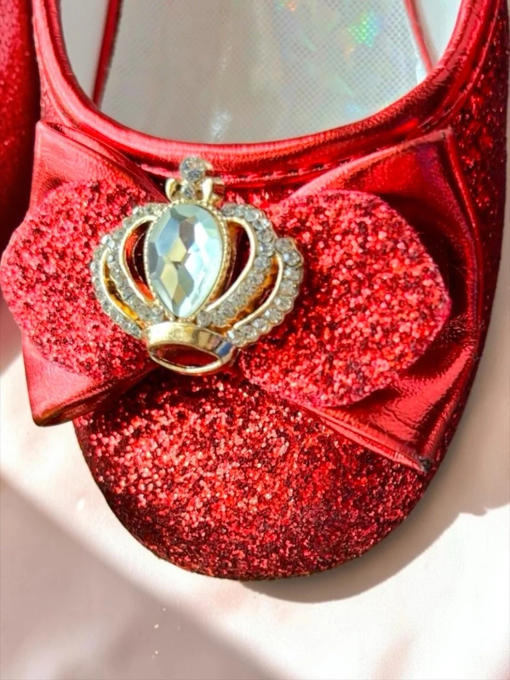Stelle Princess Heels Red Sparkle Gold Crown Girls Size 2 Like New